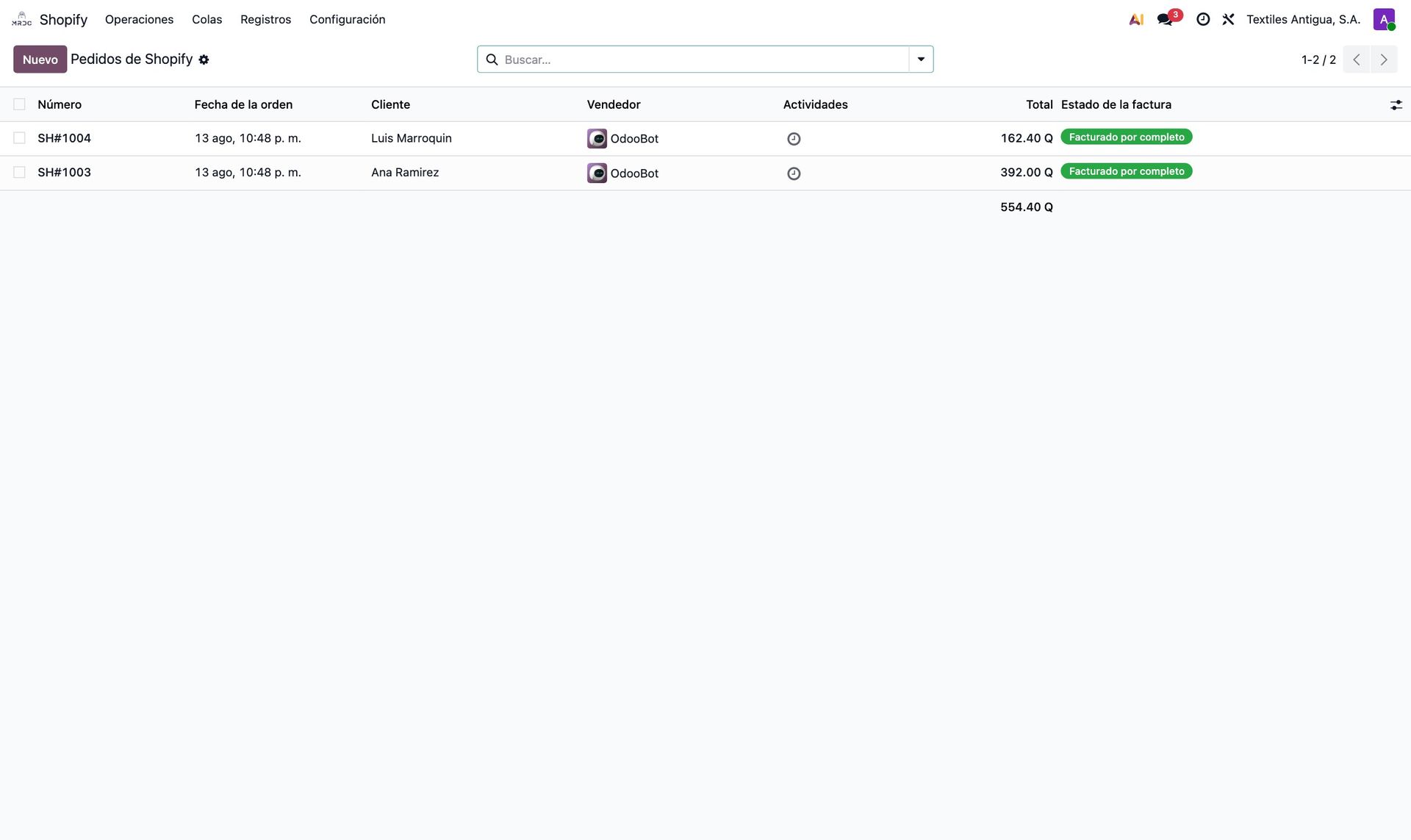 Pedidos de Shopify en Odoo