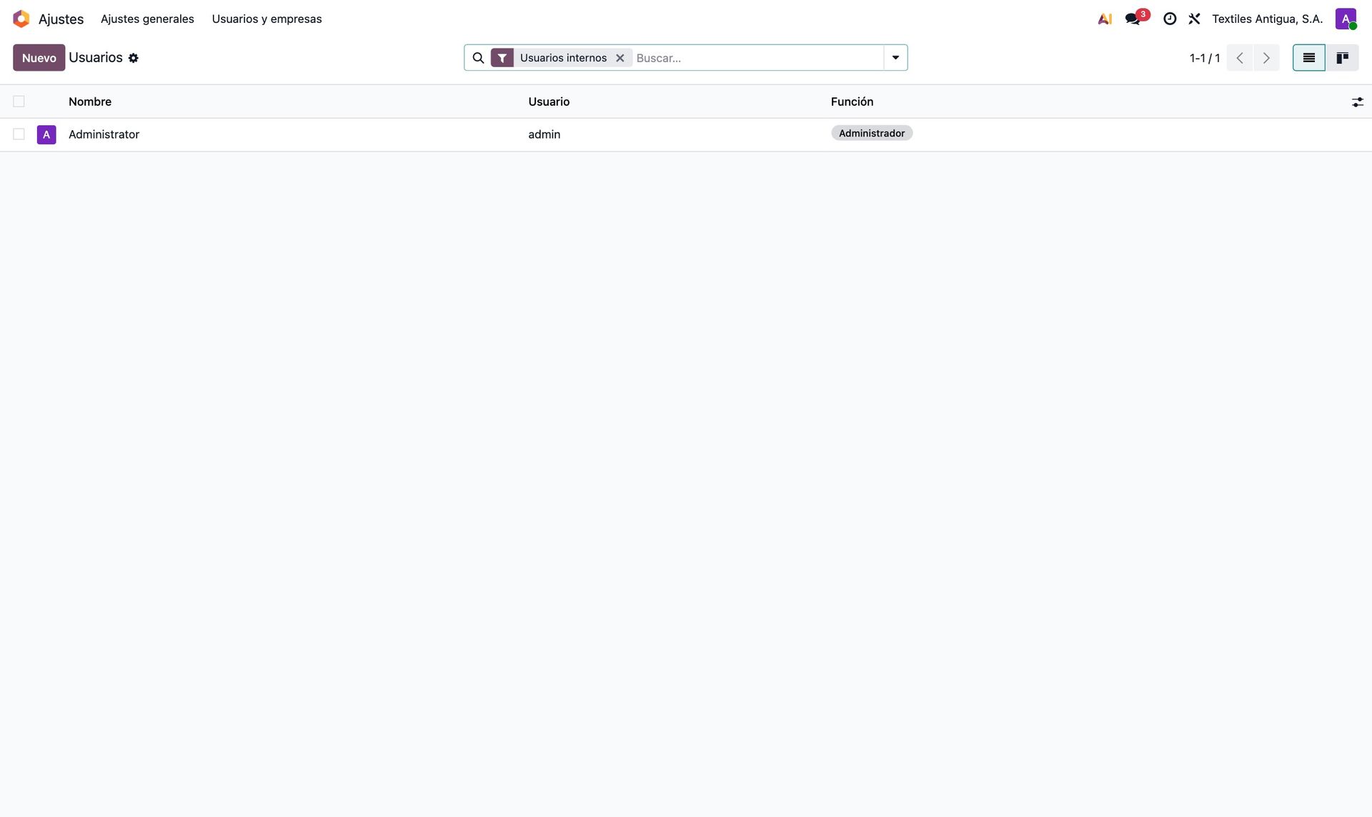 Usuarios de Odoo