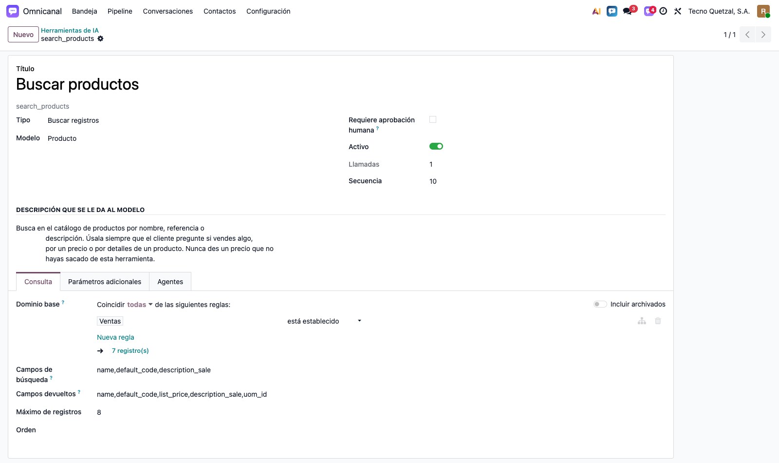 Ficha de una herramienta de IA