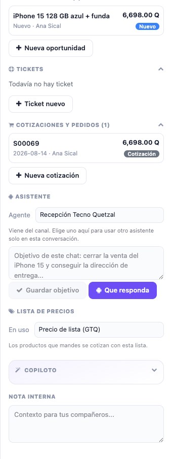 Sección del copiloto en el panel