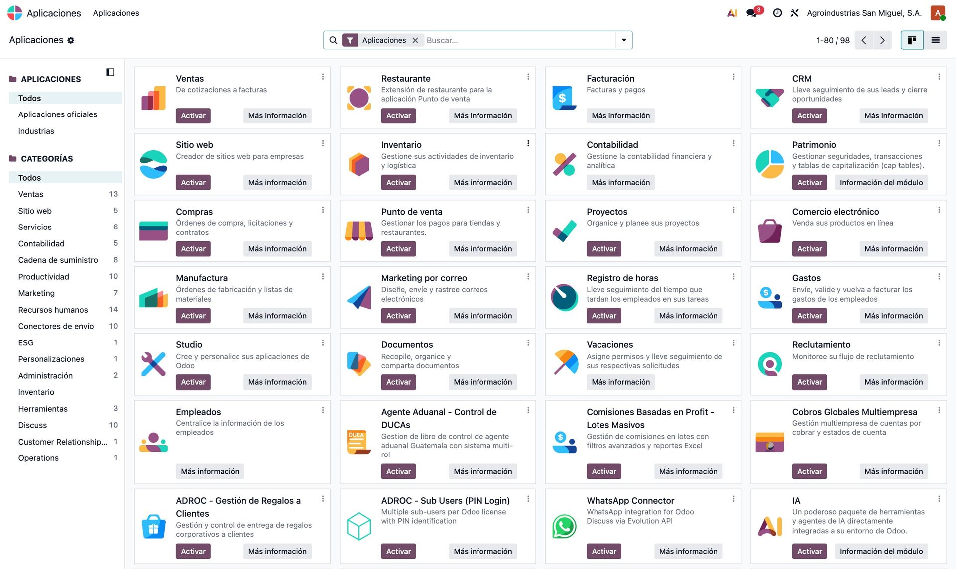 Aplicaciones instaladas