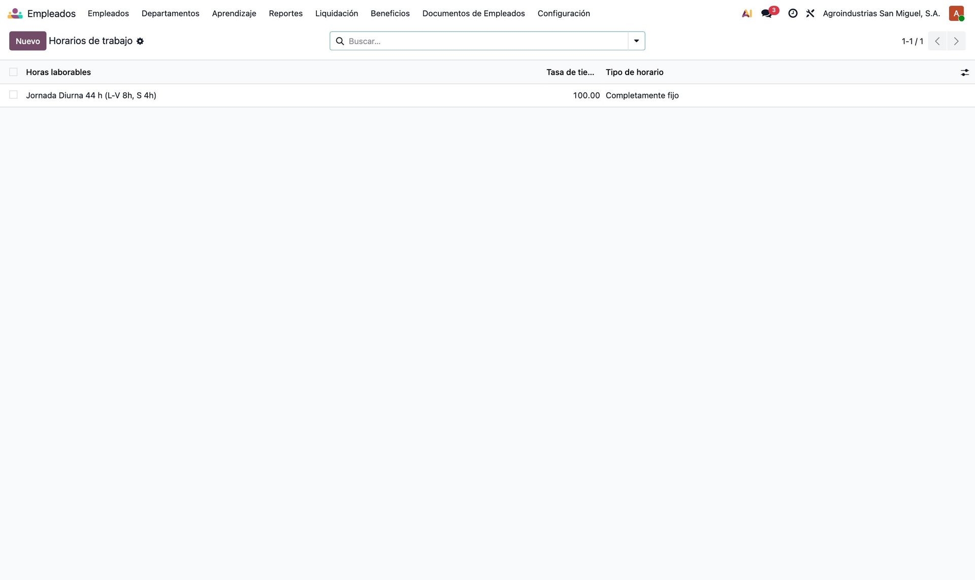 Horario de trabajo