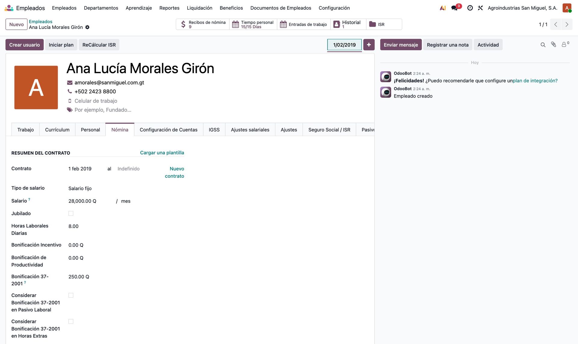 Contrato de un colaborador