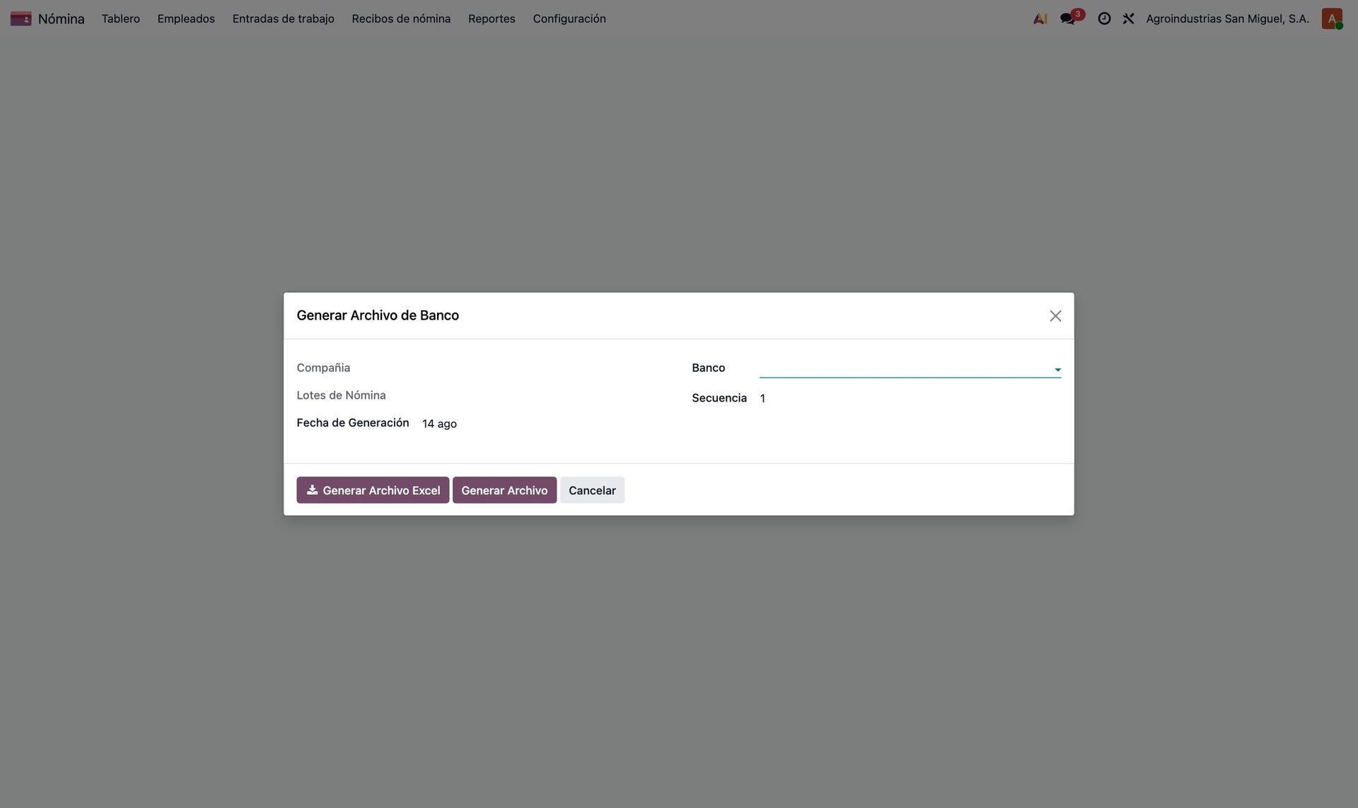 Generador de archivo de banco