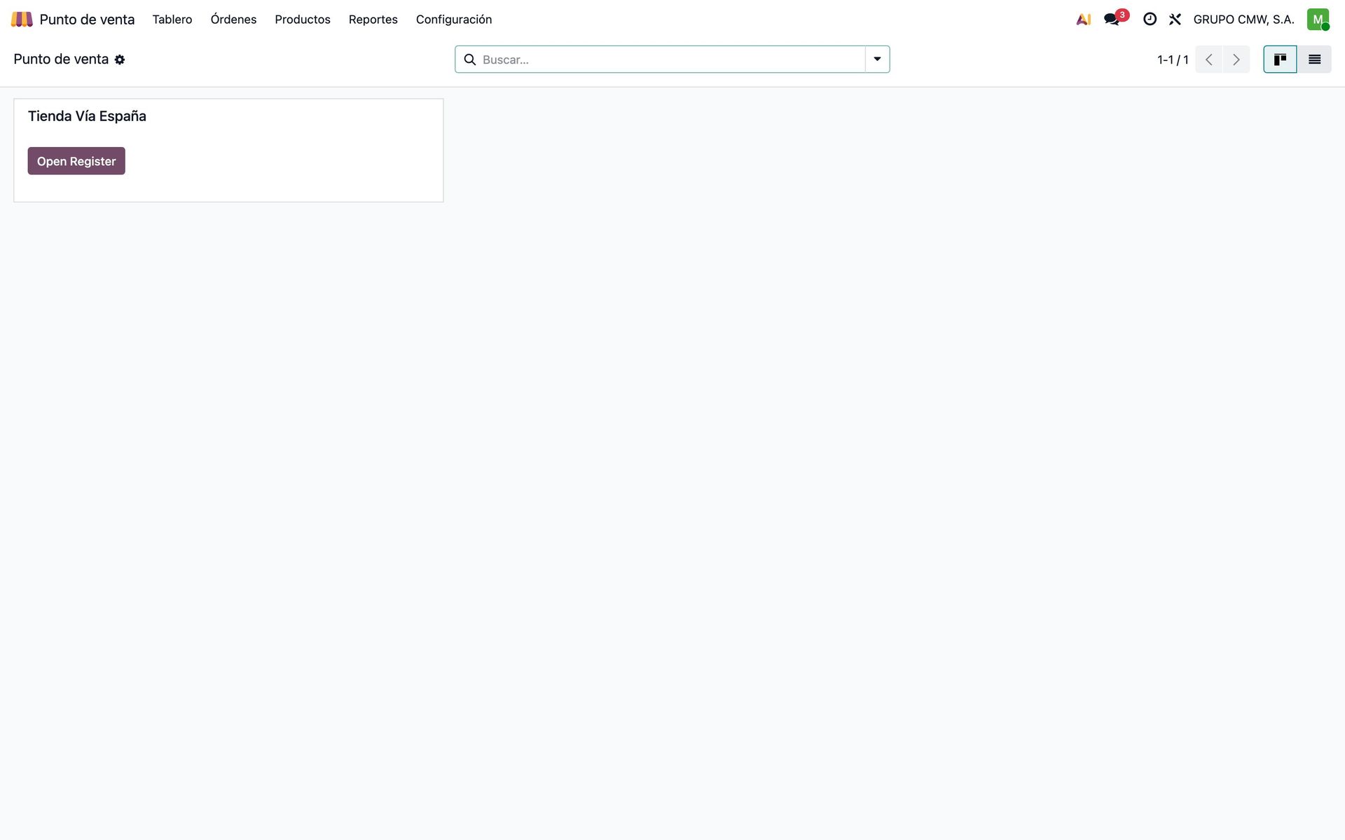 Tablero del punto de venta