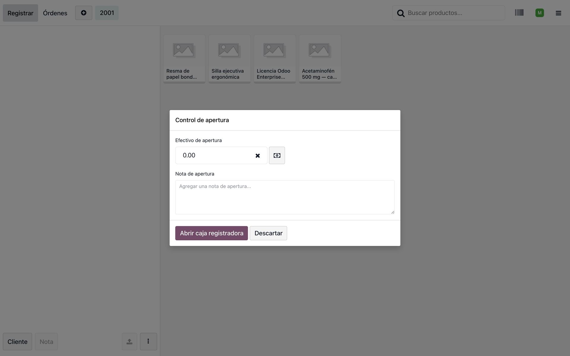 Control de apertura de caja