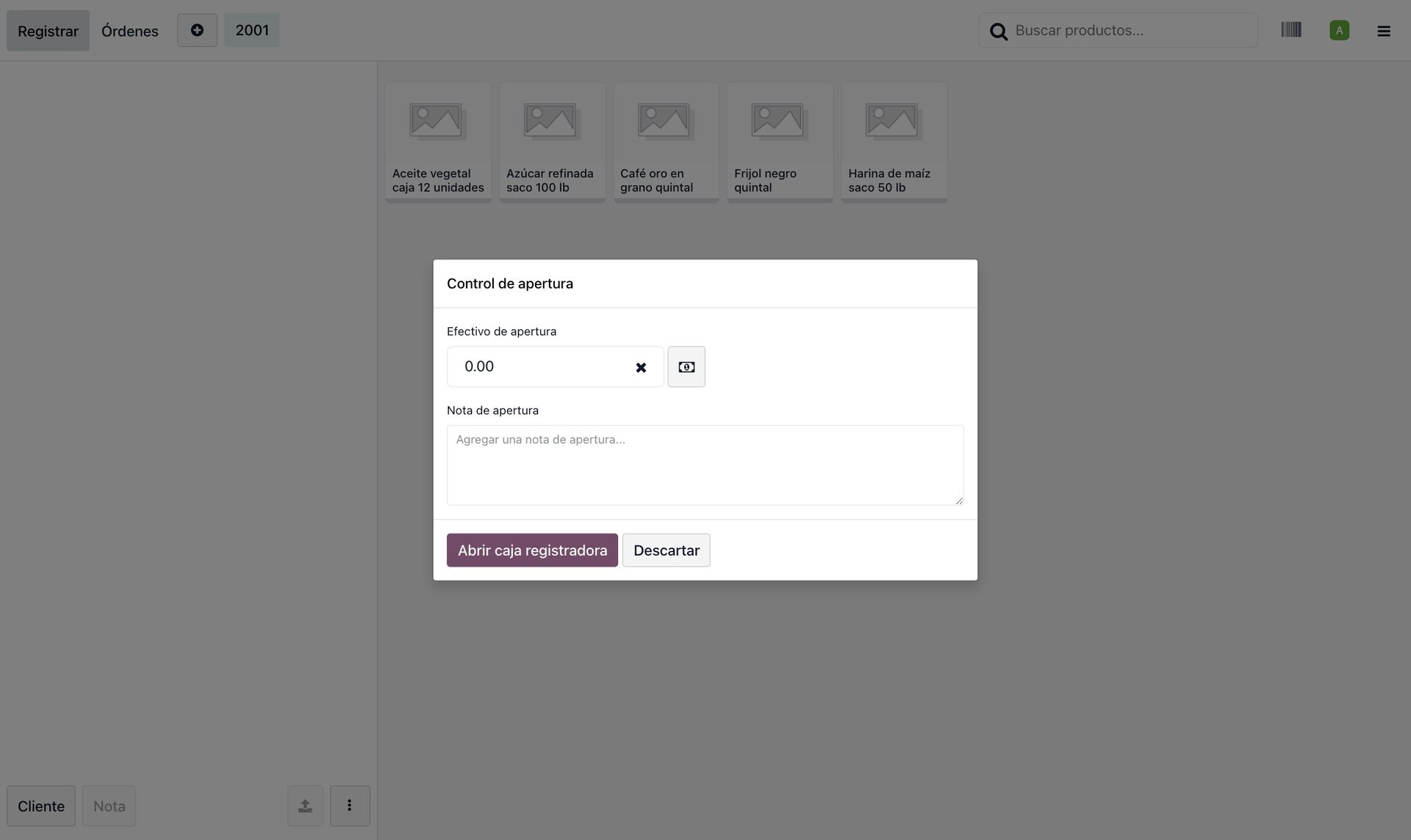 Control de apertura de caja