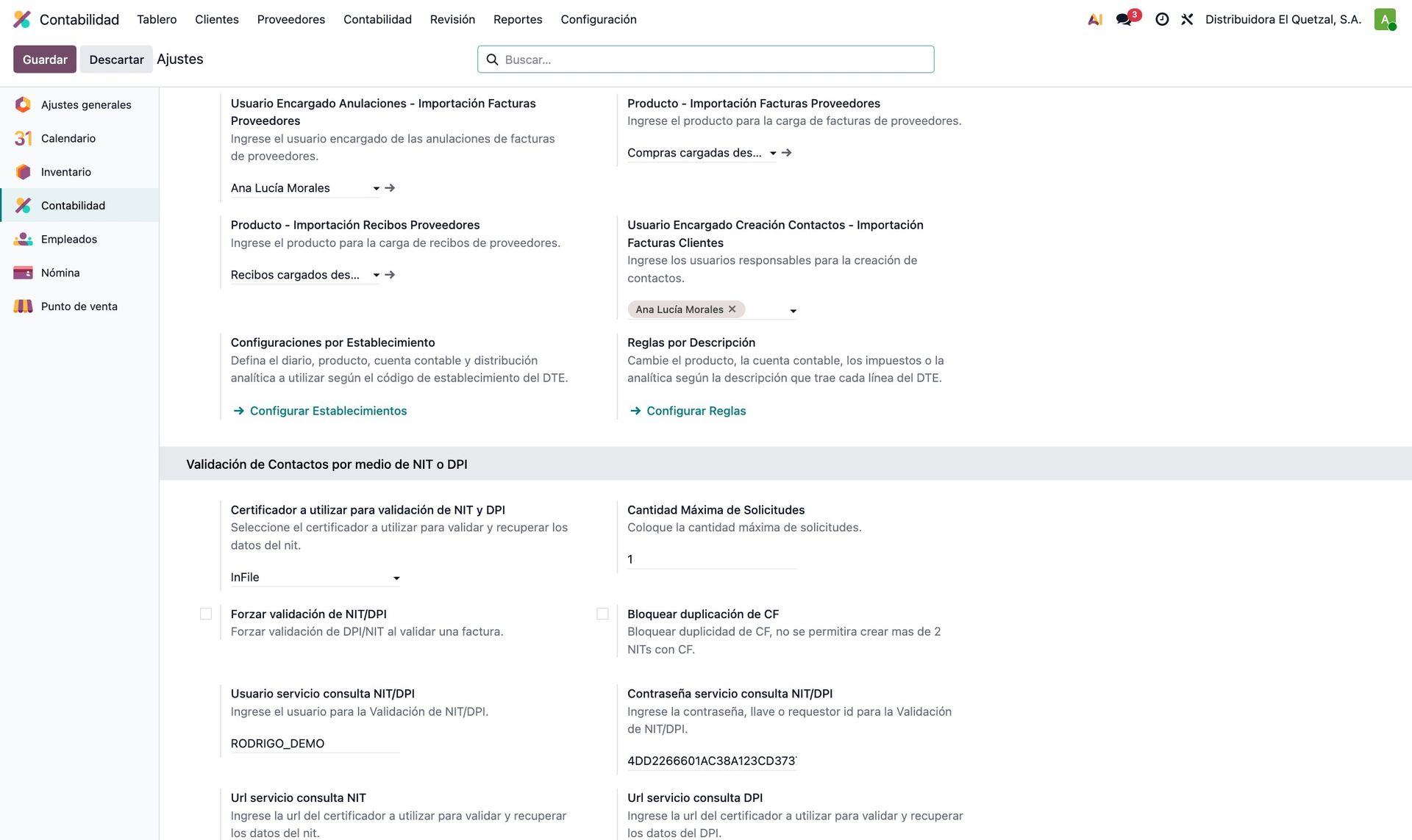 Bloque de validación de NIT y DPI