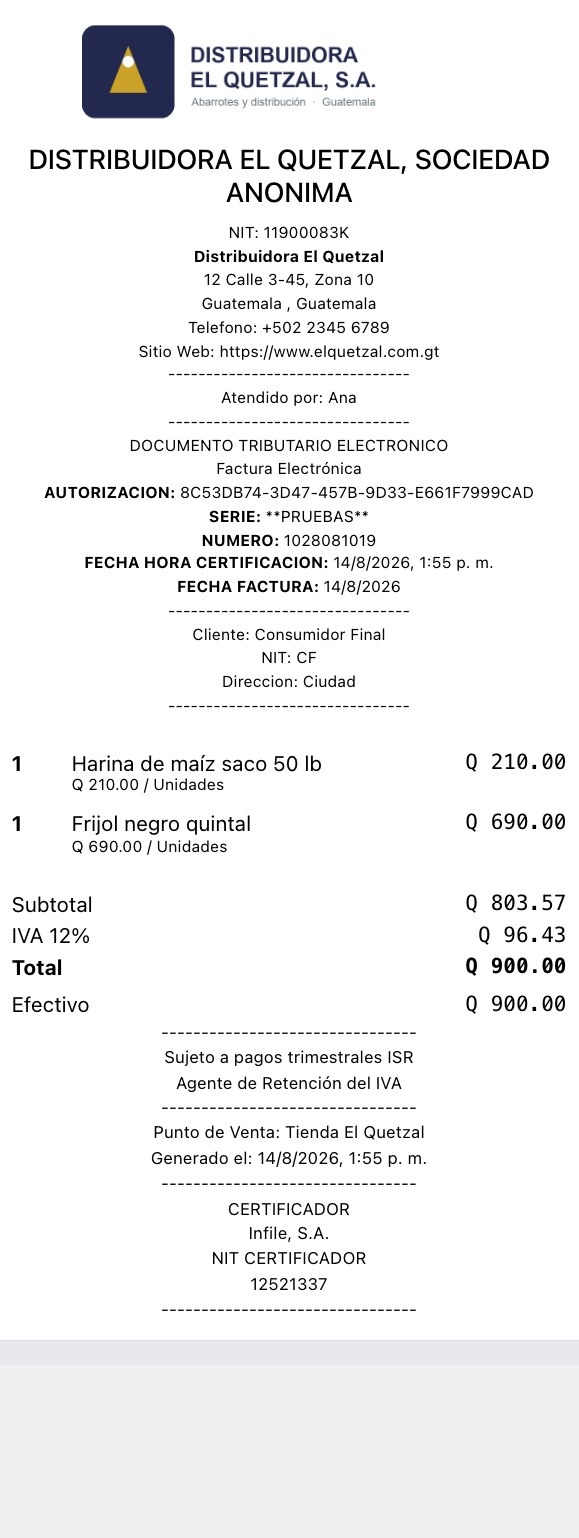 Ticket a consumidor final