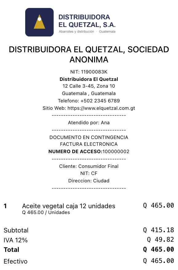Ticket emitido en contingencia