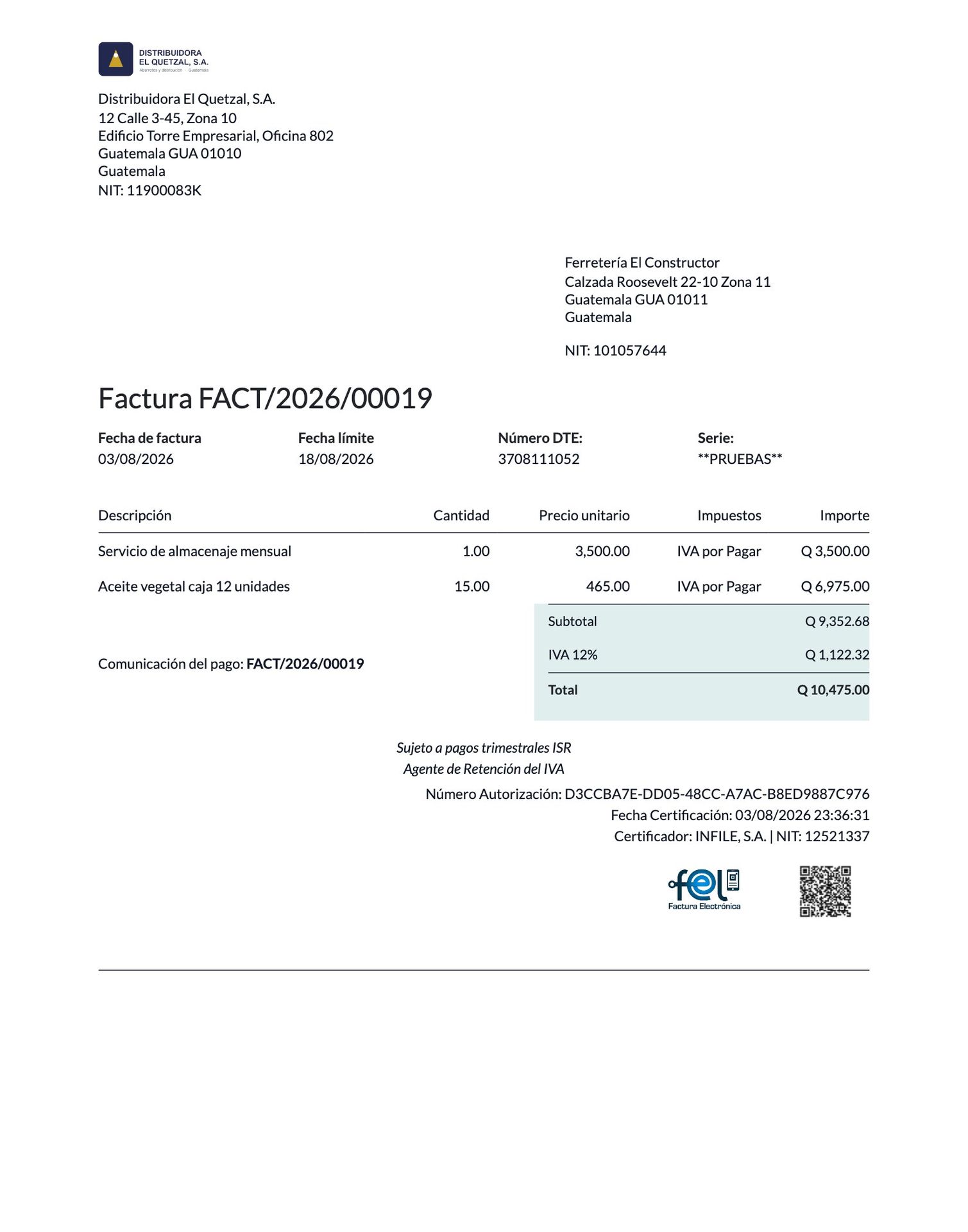 Factura electrónica impresa