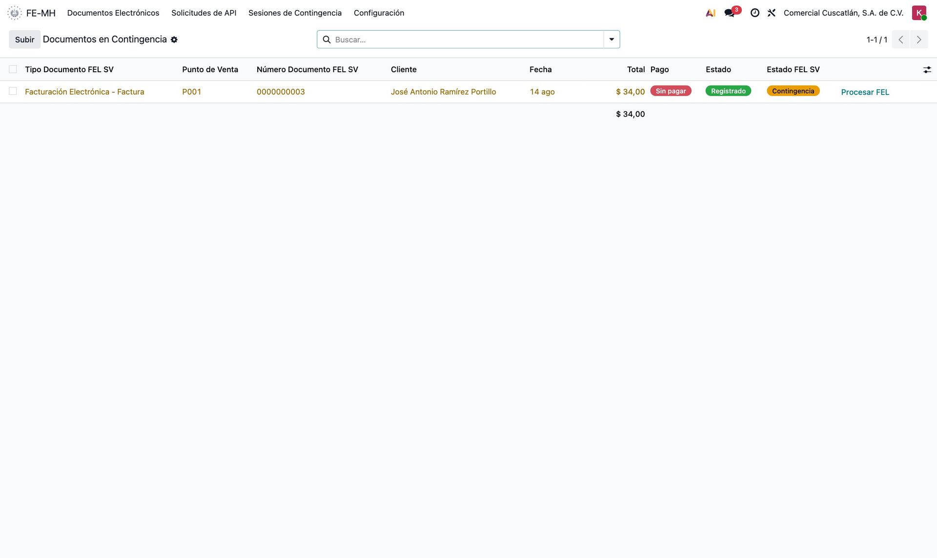 Documentos en contingencia