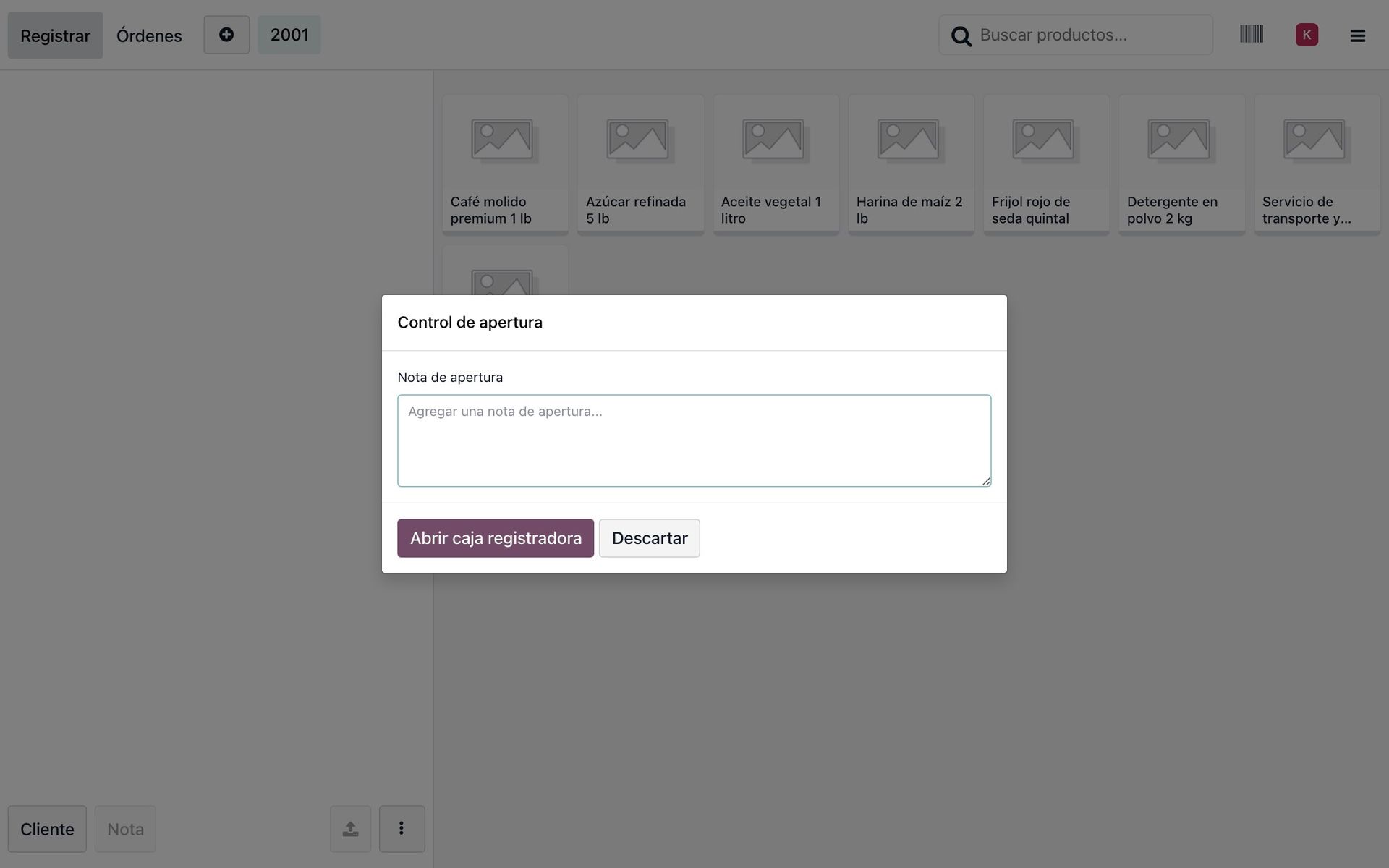 Control de apertura de caja