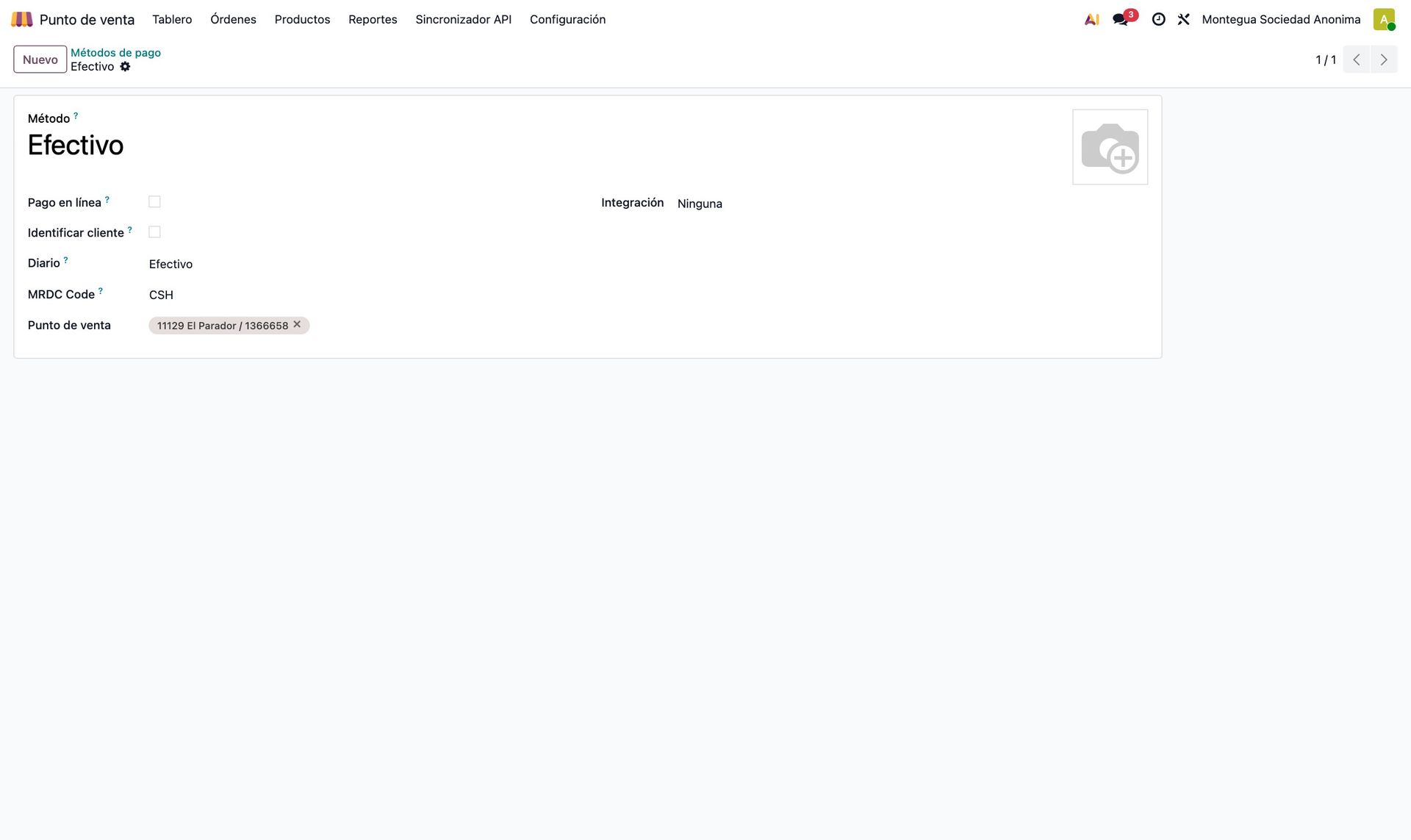 Método de pago con MRDC Code en el central